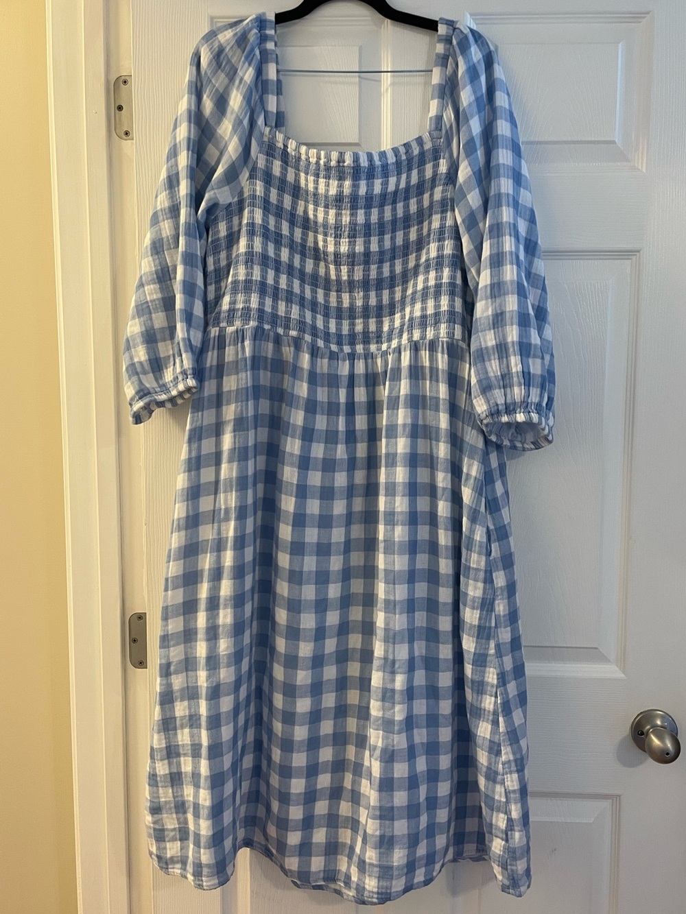 beachlunchlounge Blue and White Gingham Midi Dress